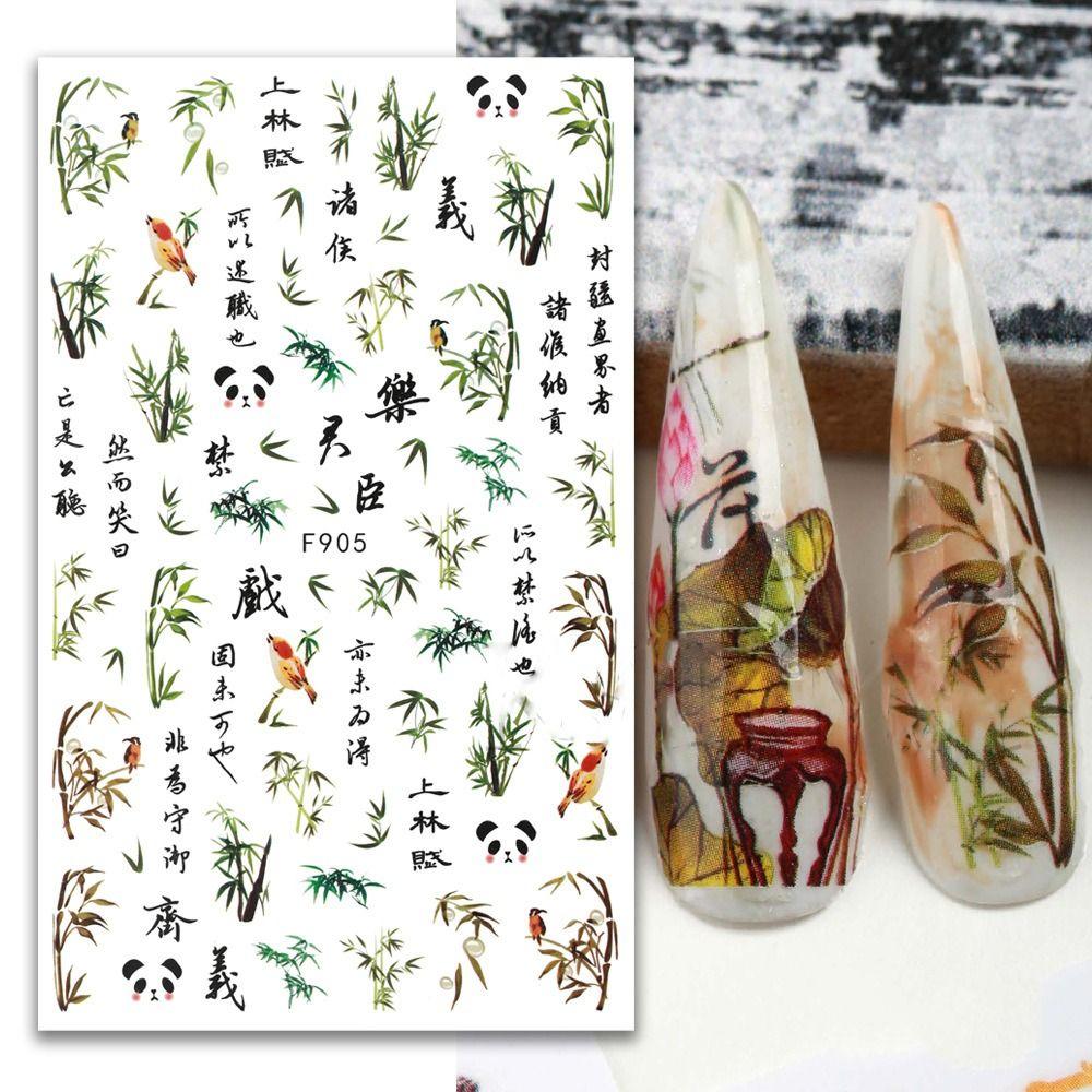 Древняя поэзия Китайские стили Наклейки для дизайна ногтей Маникюрная декорация Наклейки для ногтей Декор для дизайна ногтей