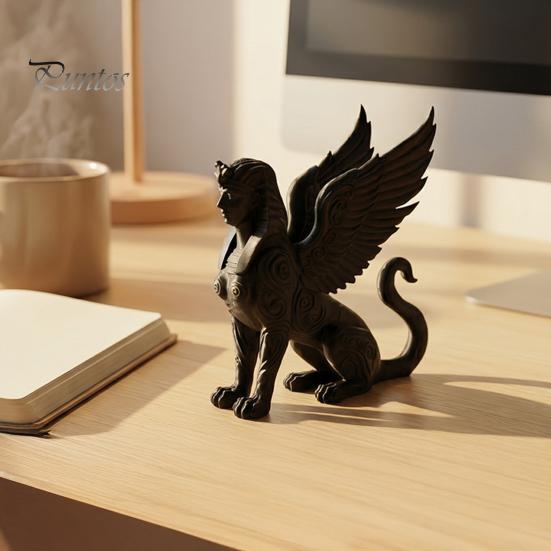 Уникальная ретро-скульптура тотемов 3D-печать Египетский сфинкс Коллекционная фигурка, Статуи, Статуя древних богов Настенная ниша Загадочные украшения для дома,