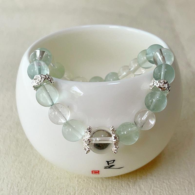 New Chinese style white, natural green fluorite, bracelet fashion temperament versatile high value bracelet women