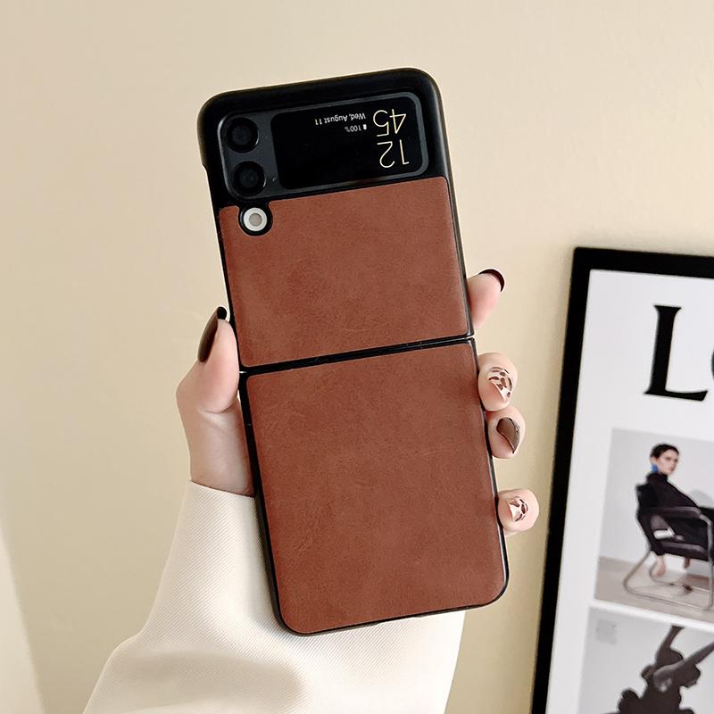 Роскошный чехол для телефона из искусственной кожи для Samsung Galaxy Z Flip 3 5g, жесткий ПК, тонкая задняя крышка для Z Flip3