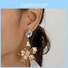 Gold Tone Floral Earrings With Sparkling Stones For Womens Office Wedding And Festive Wear