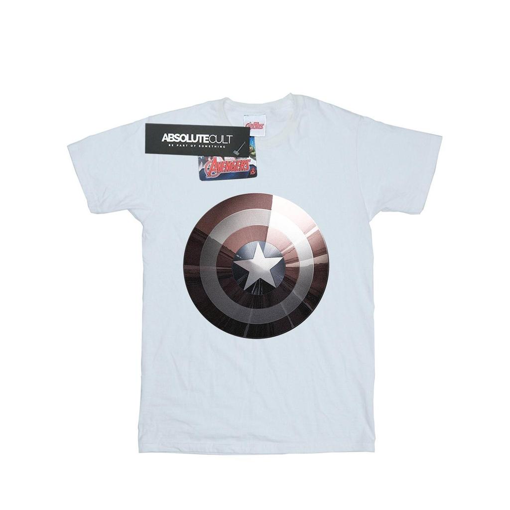 Marvel Womens/Ladies Captain America Shield Shiny Cotton Boyfriend T-Shirt