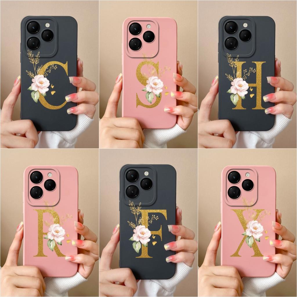 Cover For Infinix Zero 30 4G GT 20 Pro Hot 40 Note 40 Pro+ 5G Smart 8 Itel RS4 Phone Bags Case Liquid Silicone Luxury Letters Shockproof Housing Shell