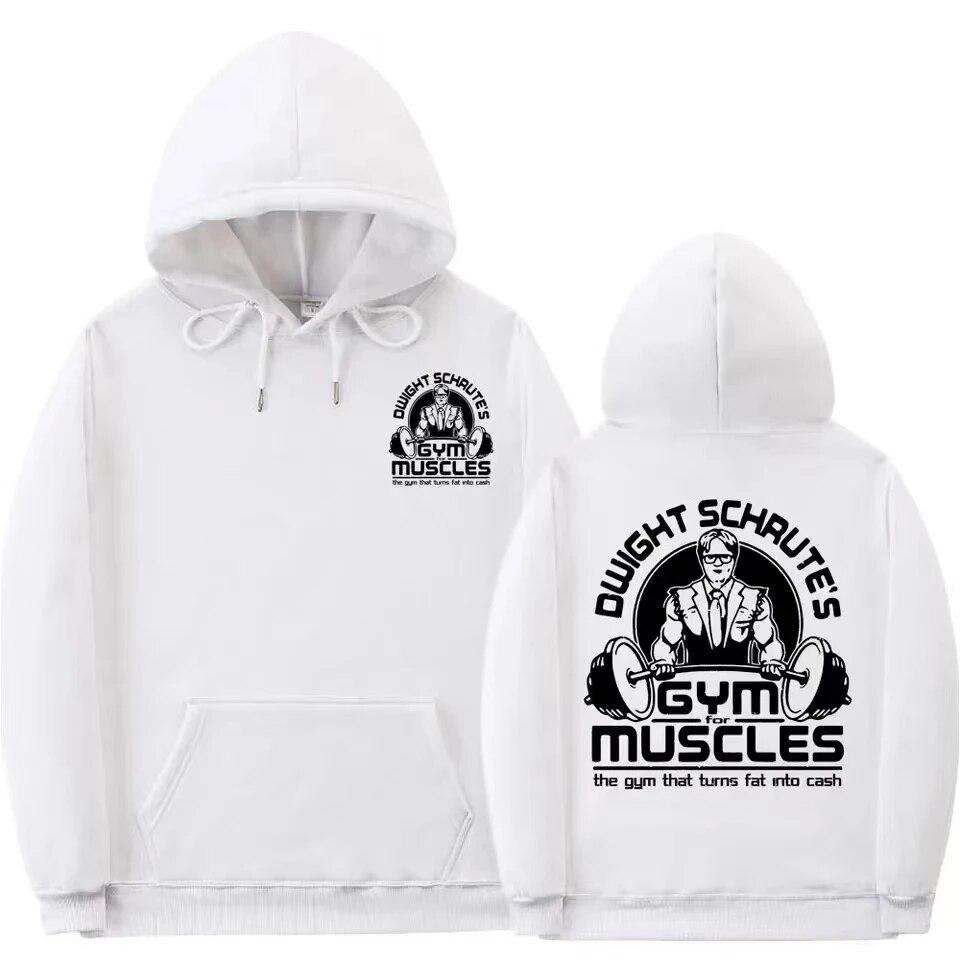 Тренажерный зал Дуайта Шрута для мышц Тренажерный зал, который превращает жир в деньги Толстовка с двусторонним принтом унисекс Женская толстовка оверсайз унисекс
