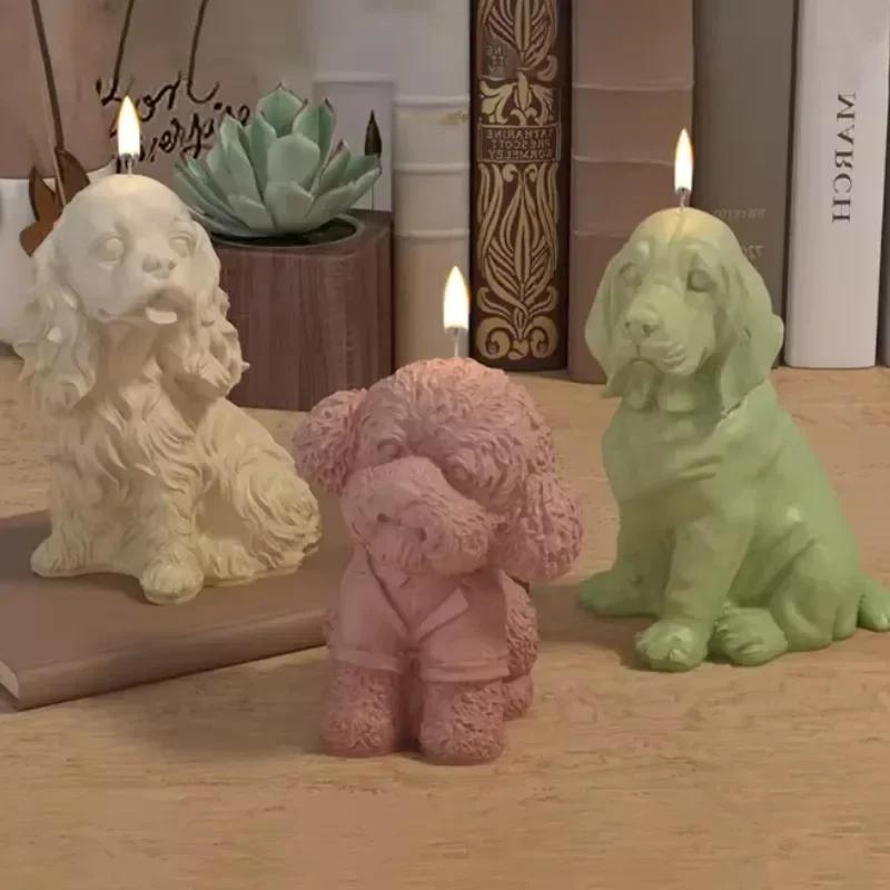 Сделай сам Собачья свеча Силиконовая форма Милое 3D животное Ароматерапевтическая свеча Форма для смолы Изготовление Милый подарок Украшения для стола