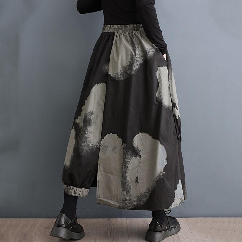 Хлопковая винтажная свободная длинная женская юбка больших размеров с высокой талией, весна-лето-осень