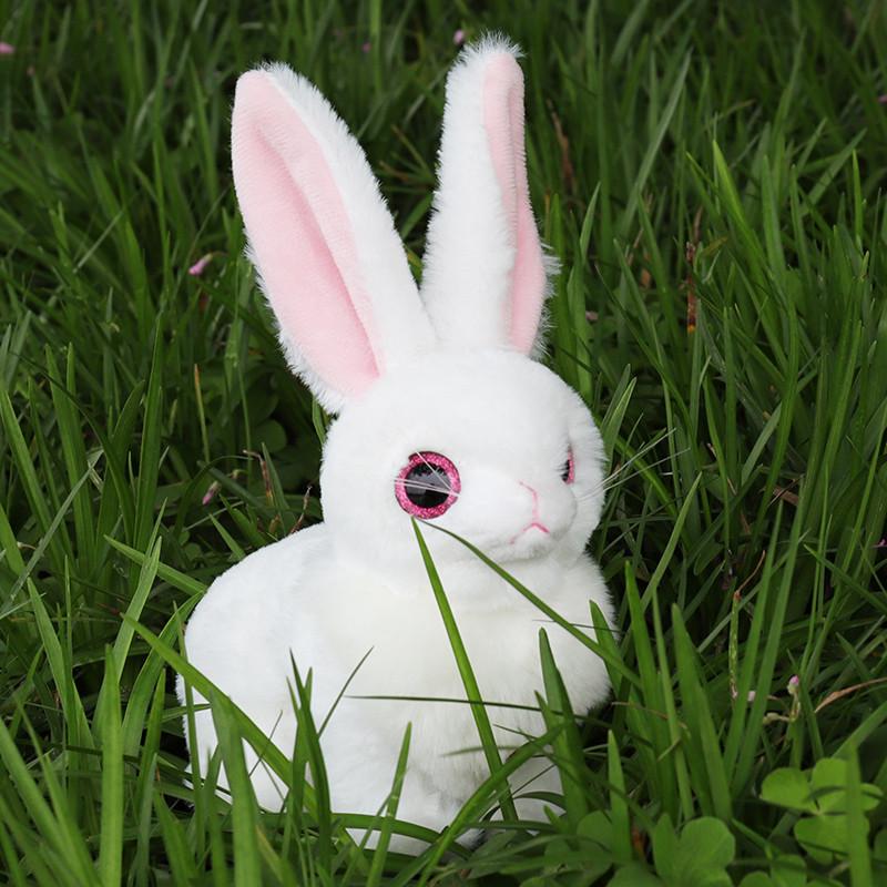 25/40CM Simulation Cute White Gray Khaki Plush Rabbit Fur Realistic Animal Easter Bunny Simulation Rabbit Toy Model