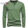 Cozy Up Мужская мода повседневная передняя планка базовые футболки Henley с длинными рукавами