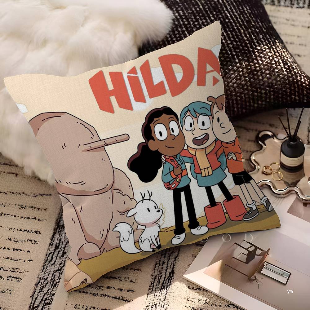 H-Hilda Cartoon Girl Pillowcase Toon Gift Cushion Cover Bedroom Home Sofa Chair Seat Decor Pillow Case