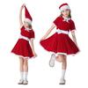 Kids Girls Christmas Xmas Red Dress Belt Hat Sets New Year Party Halloween Role Play Dress Up Cosplay Costume