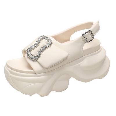 Модные новые летние женские сандалии с толстой подошвой и кристаллами, новые шлепанцы с открытым носком, высокие сандалии на платформе 8 см, пряжка, женская обувь Zapatillas Mujer