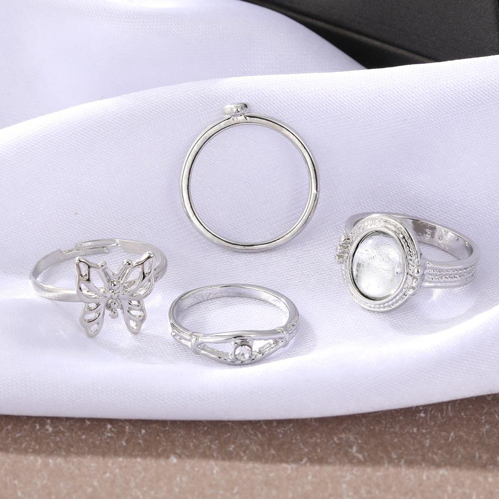 5 шт. ювелирные изделия с инкрустацией бабочкой кольцо с бриллиантом драгоценный камень резьба набор регулировочных колец