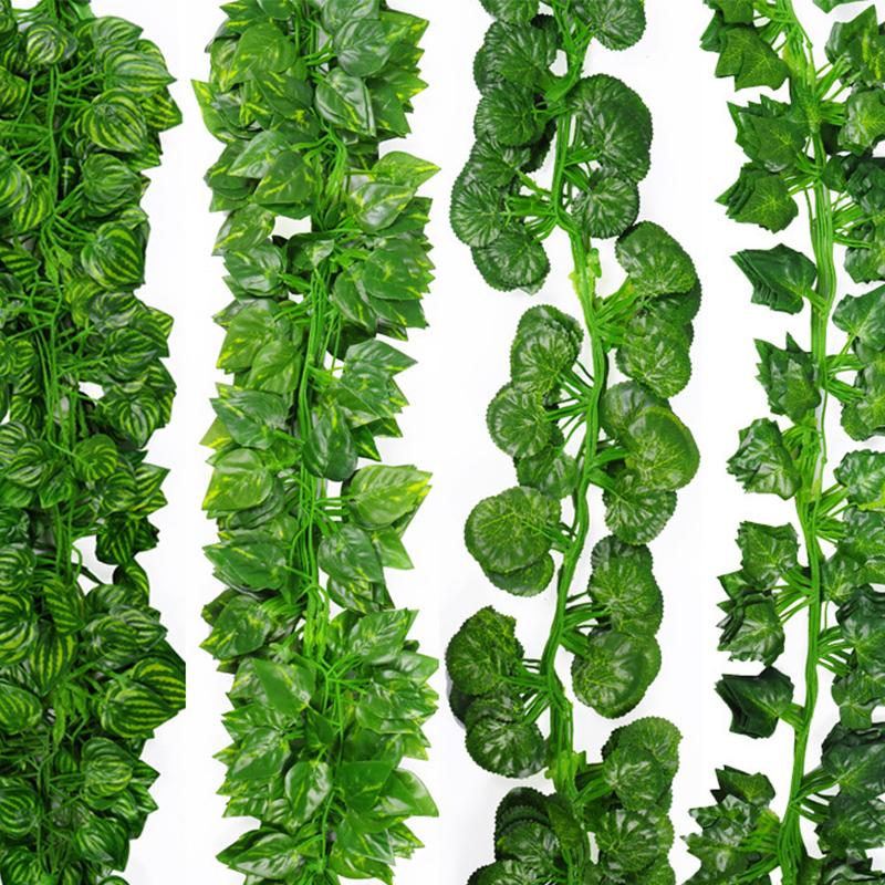 Grape 1PC Bar Decoration Foliage Leaves Home Ivy Leaves Wedding Artificial Plants Green Vine 2M Long Parthenocissus  Handmade