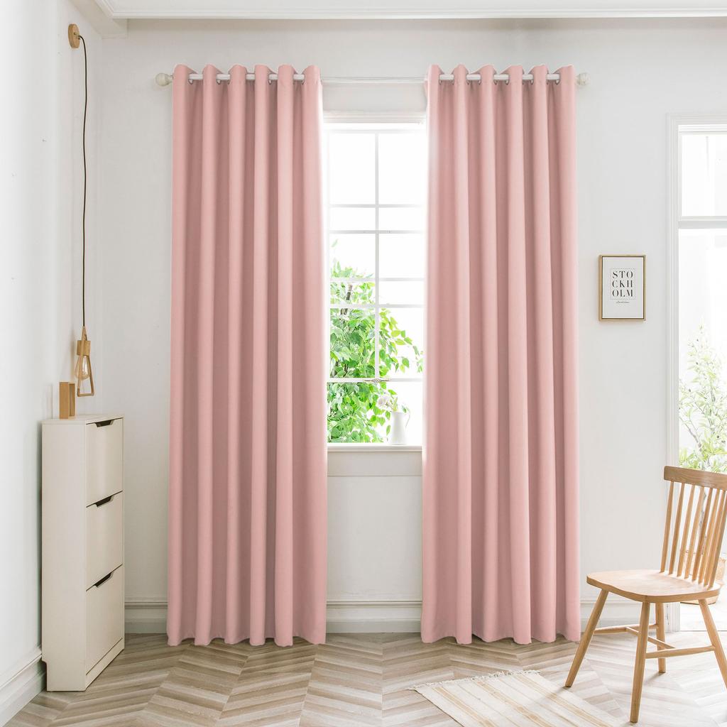2pcs Modern Style High Precision Blackout Curtains with Grommet Top, Various Colors, Curtains for Living Room, Bedroom