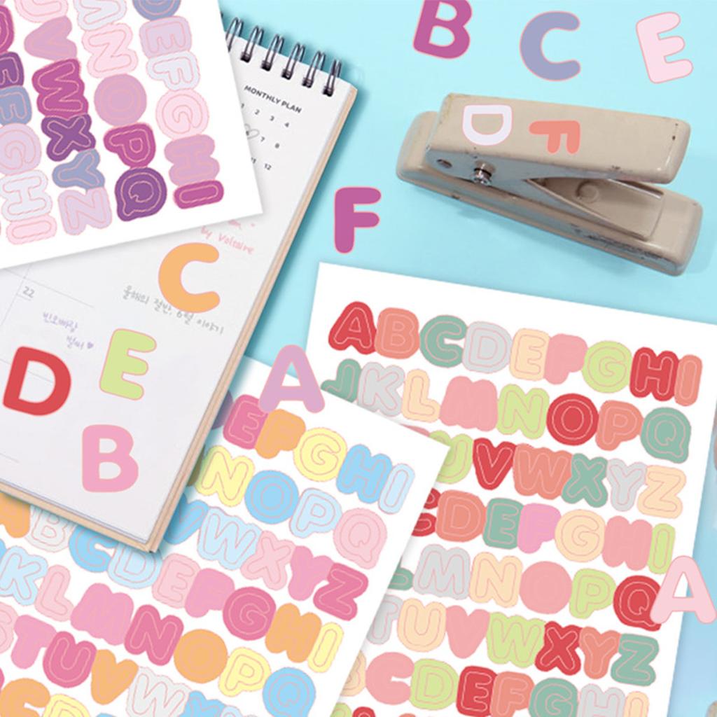 8Pcs Colorful Letter Stickers, Waterproof, Waterproof Self-Adhive Decorative for Journals, Tablets Water Bottles