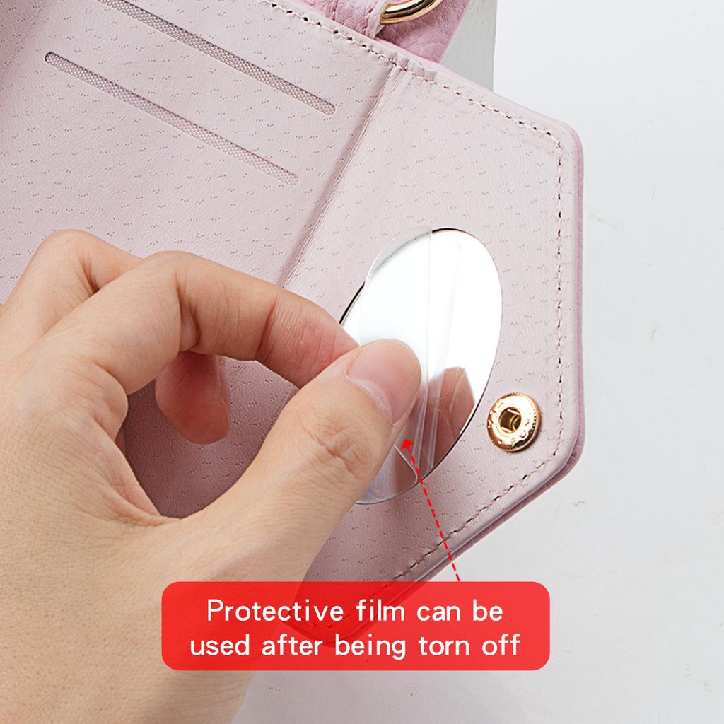 Чехол для телефона из искусственной кожи для IPhone 15 14 Plus 13 12 11 Pro Max с длинной сумкой через плечо на шнурке, противоударный чехол, с зеркалом