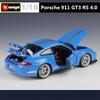 Ббураго 1:18 Porsche 911 GT3 RS 4.0 Модель автомобиля из сплава Высокая симуляция Литой металлический игрушечный автомобиль Коллекция моделей автомобилей Детский подарок