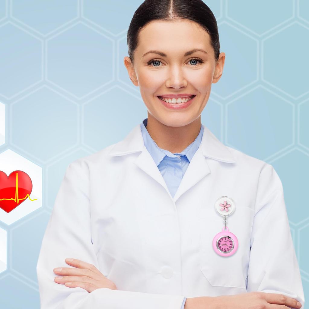 Nurse Watch with Silicone and Stretchable Cute Flower Nurse Quartz Pocket Nurse Accessories Perfect Gift for Nurses and Childcare Workers On Day Clip,