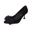 Fashion New High Heels Hair Korean Hot Selling Pointed Bow Women's High-heelled Shoes Thin Heel Flock Shallow Mouth Women Loafers