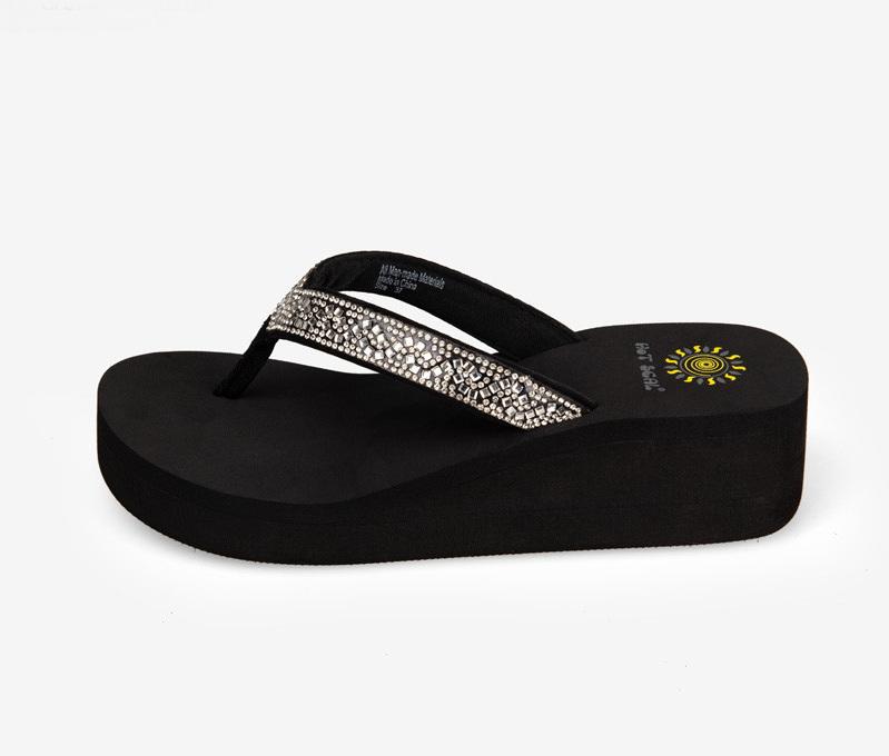 Новая корейская мода женские шлепанцы качественные стразы толстая подошва легкие шлепанцы нескользящие эластичные стельки летние сандалии