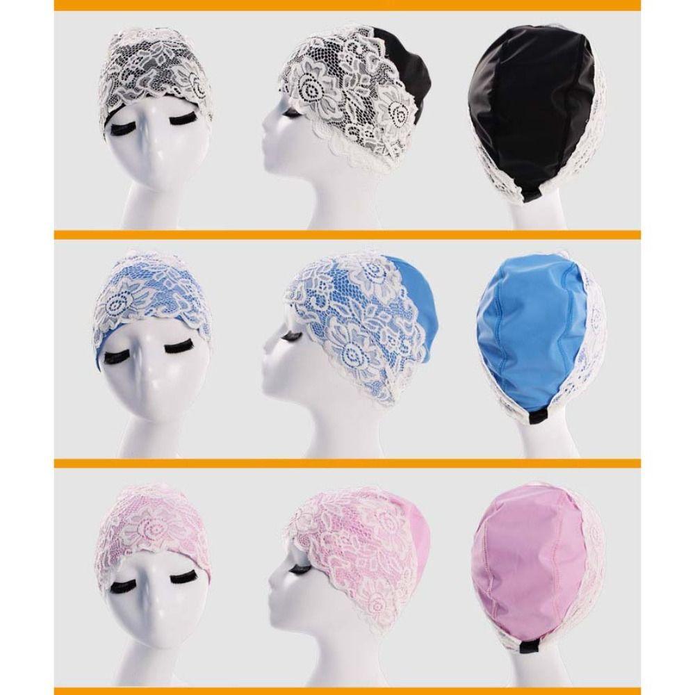 Waterproof Women Swim Cap Protect Ears Bathing Cap Fashion Lace Swimming Cap Summer Beach