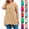 Женская мода большого размера с круглым вырезом без рукавов повседневный однотонный свободный пуловер топ