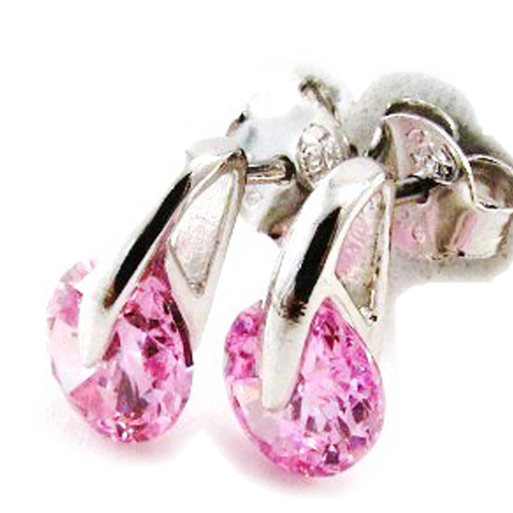 Les Trésors De Lily [I9842] - Серебряно-розовые серебряные серьги с кристаллами (родиевое покрытие) - 10x6 мм