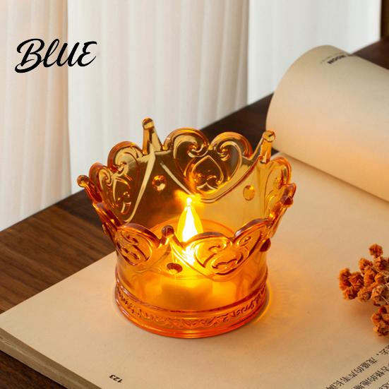 Flameless Faux Crystal Candle Night Birthday Party Supplies Romantic Wedding Decor European Style Ornament Crown LED Tea Light Creative Gift