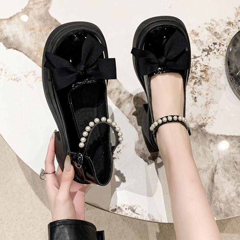 Mary Jane Small Leather Shoes Women's Shoes Platform Height Increase In the Summer and Autumn of 2024 New Sweet Bow Super Soft Versatile Single Shoes