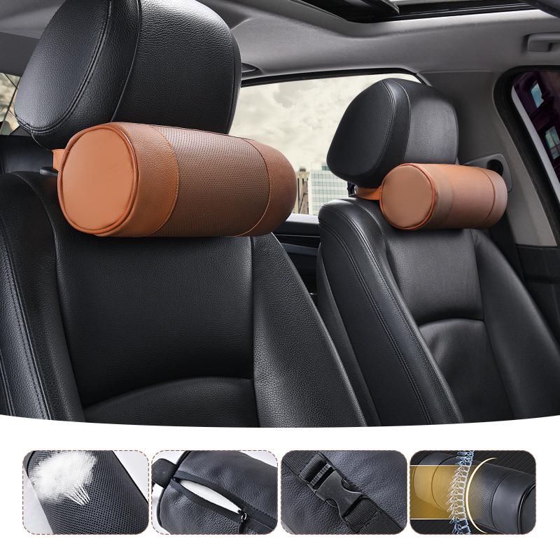 1/2 шт. подголовник автомобиля с эффектом памяти, подушка для шеи, натуральная кожа, круглый шейный валик, офисное кресло, цилиндр, подголовник, опорная подушка