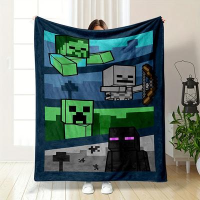 Minecraft Zombies Skeletons Endermen Blanket Bedroom Blanket for Livingroom Couch Lunch Break Soft Throw for Friend's Festival Gift