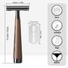 Classic Men's Safety Razor with Wood Grain Handle + 5 Blade Refills - Close Shaving for Wet Shaving Routine, Eco-Friendly Gifts for Men