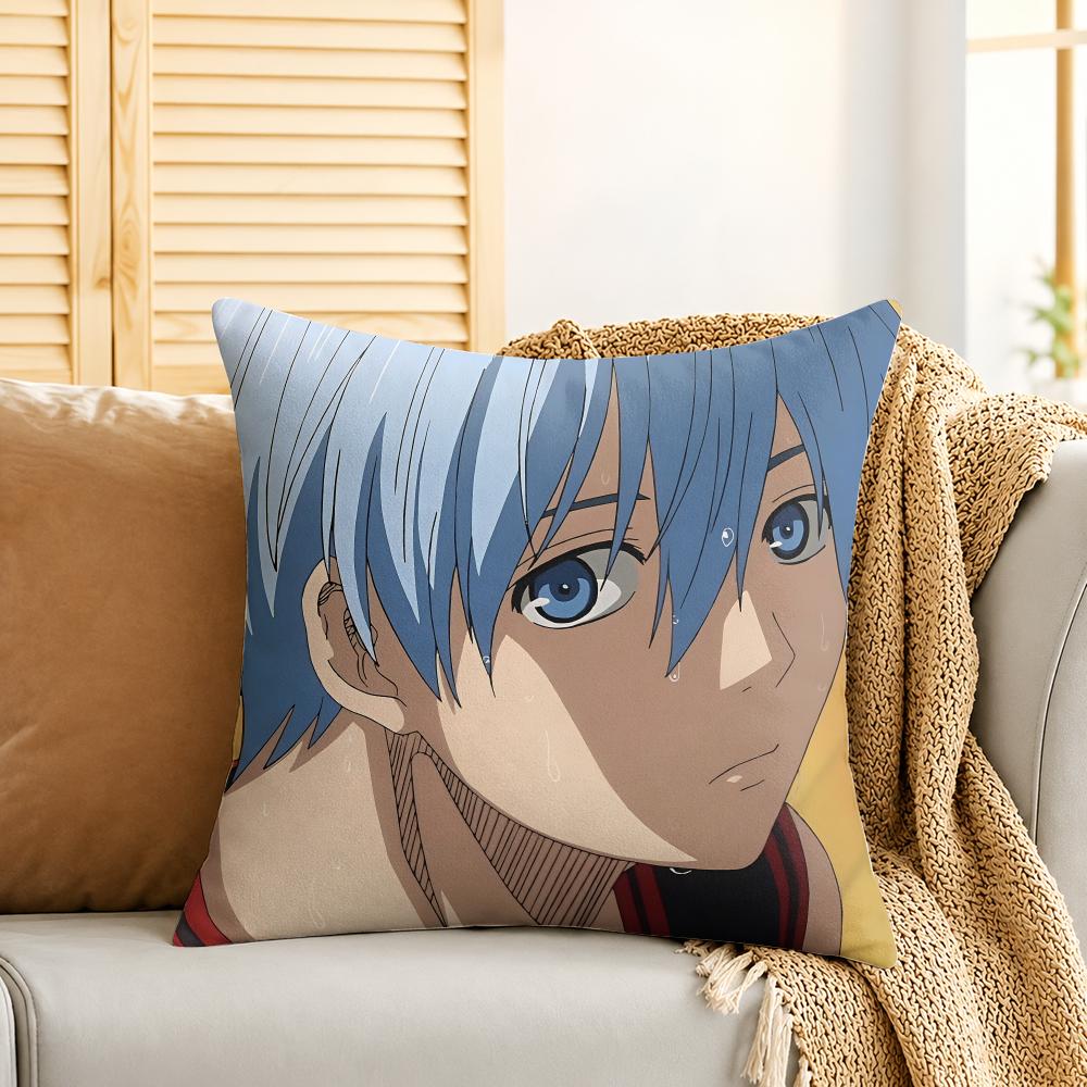 KKuroko Basketball Anime Cushion Cover Silky Short Plush Invisible Zipper Dustproof Sofa Pillow Case For Home Decor
