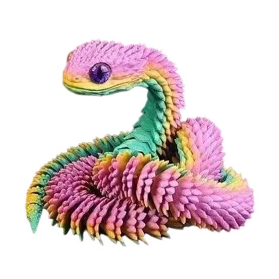Змея с подвижными суставами, 3D-печатная фигурка, шарнирная игрушка, гибкая статуэтка с шарнирами, реаличная игрушка-антистресс для украшения стола