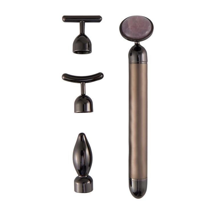 4 в 1 Вибрирующий роликовый массажер для лица из розового кварца для глаз Jade Roller T/V-образный лифтинг-массажер для похудения и красоты