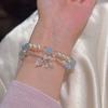 Elegant Pink Crystal Shell Bead Bracelet Women Layering Style Sweet Minimalist Heart Star Charm Copper Jewelry