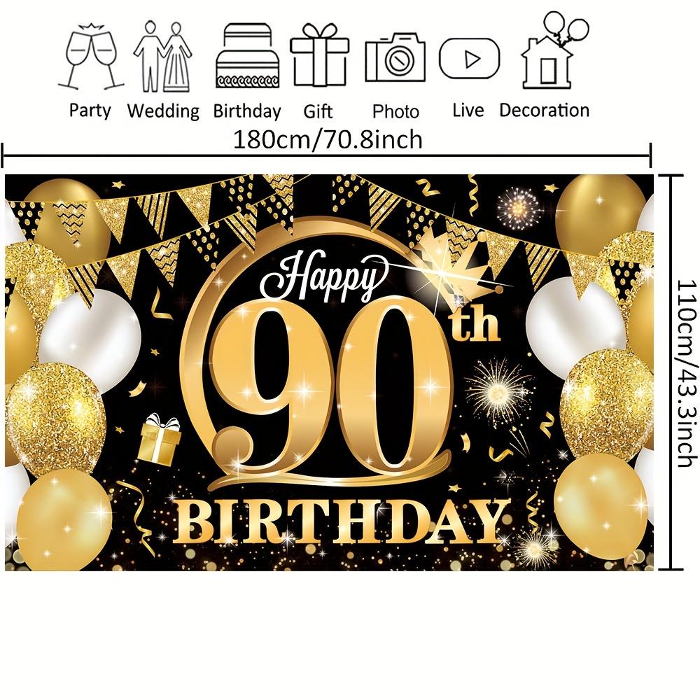 90th birthday part decorated background banner Black gold Happy 90th Birthday decorated background for men and women photography