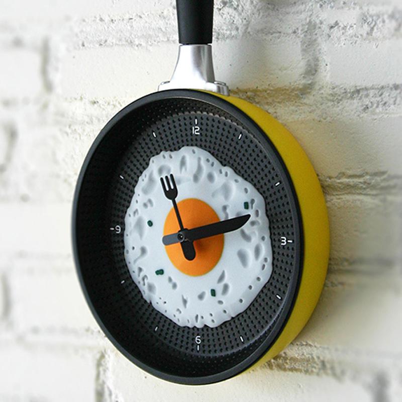 Часы в форме сковороды для жареных яиц Креативные декоративные настенные часы