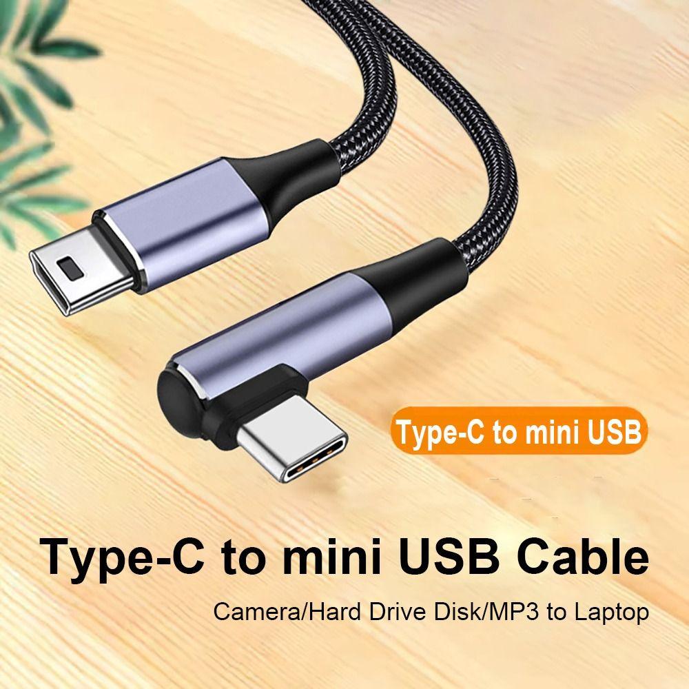 Digital Camera USB-C to Mini 5-Pin Cord Data Sync OTG Line 90 Degree USB Type C To Mini USB Cable