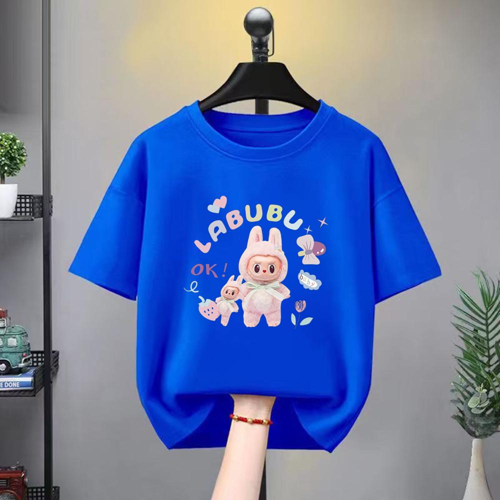 T-shirt Suitable for Labu Doll Print Boys Girls Top 3-12 Age Toddle T-shirts Summer Casual Short Sleeve Fashion Clothing