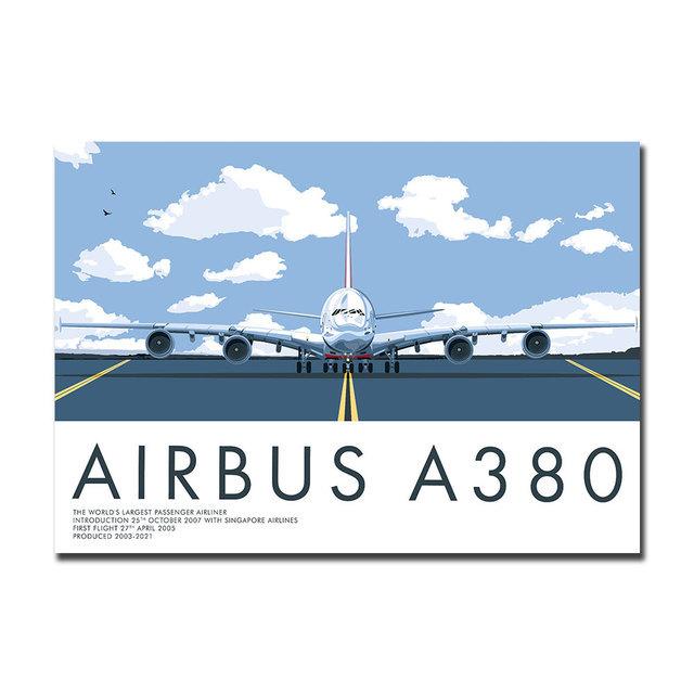 Классические постеры и принты с самолетами A380, минималистичные иллюстрации, холст, живопись, настенная живопись для гостиной, дома