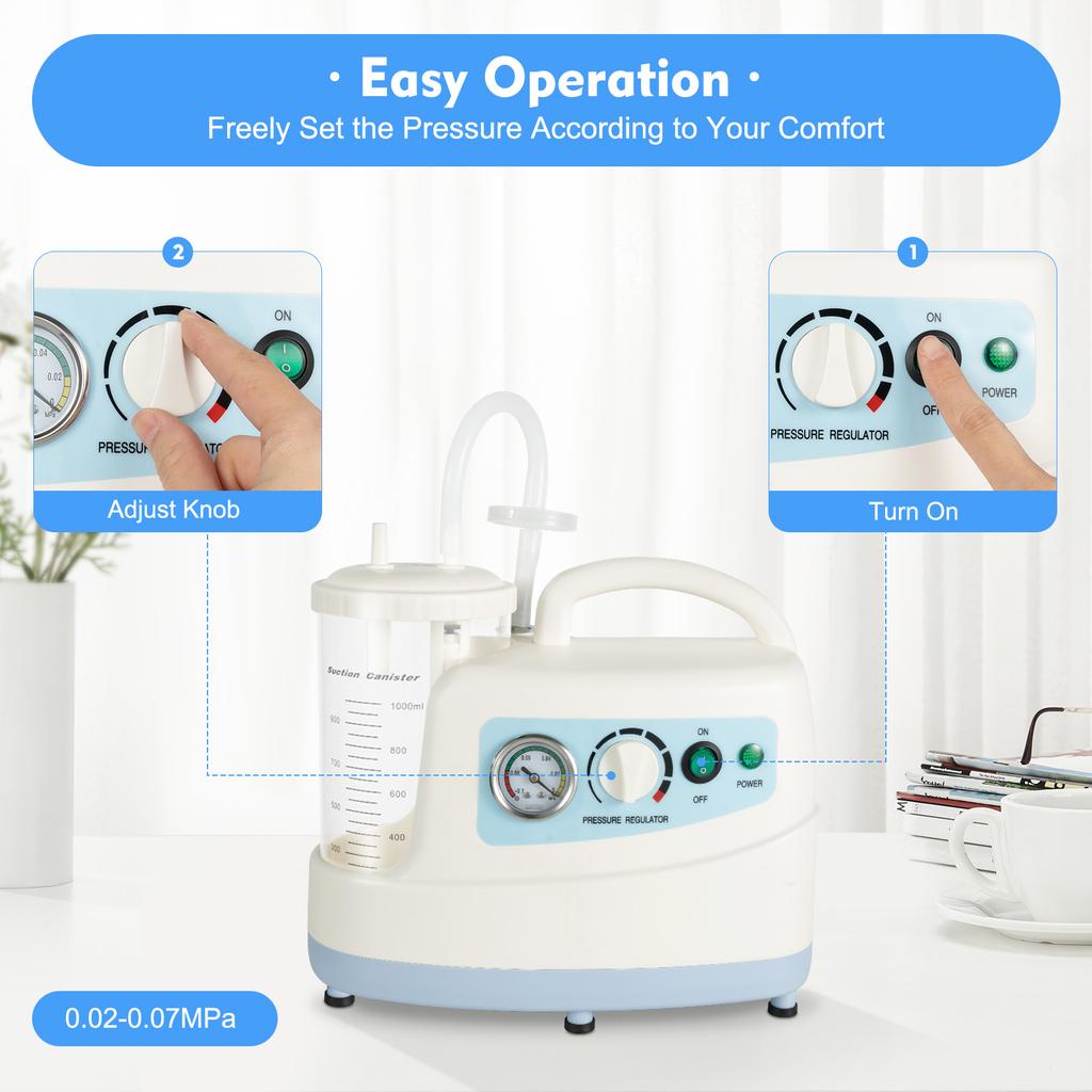 1000ml Portable Electric Veterinary Aspirator Vacuum Suction Unit Silent Vacuum Pumping Unit 110V