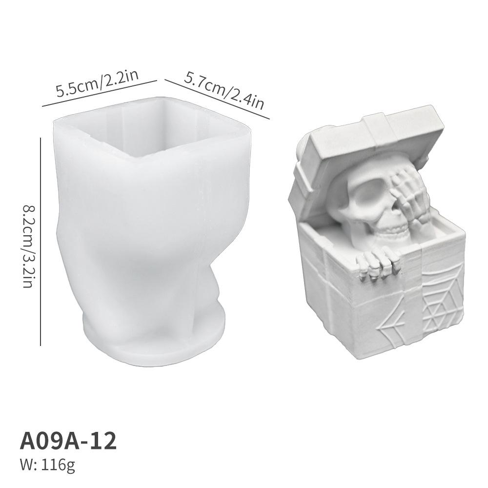 Силиконовая форма для цветов и Хэллоуина: Привидение, летучая мышь, череп, тыква для свечей и гипсовых украшений