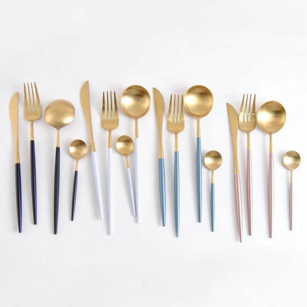 Cesa Beams Cutlery Cutlery Set Stylish Cutlery Gold Cutlery Nordic Camping Spoon Fork Knife Teaspoon Cake Fork Chopsticks Stainless Steel Dinner