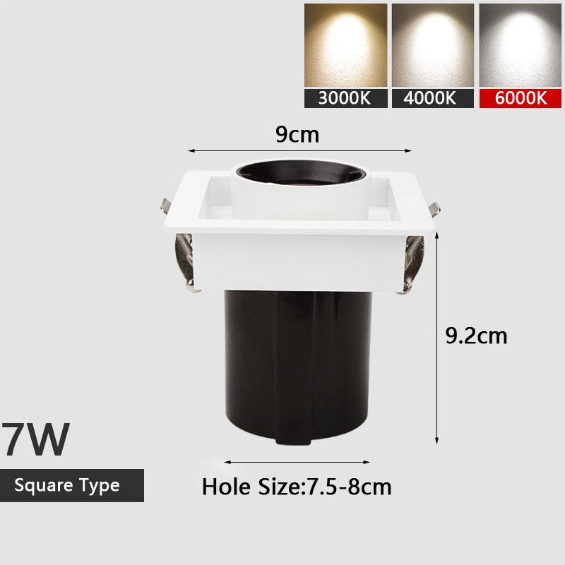 Диммируемый светодиодный даунлайт Алюминиевый встраиваемый Выдвижной вращающийся 5 Вт 7 Вт 12 Вт 18 Вт 25 Вт 30 Вт Чип COB Точечный светильник Потолочная лампа AC85-265В