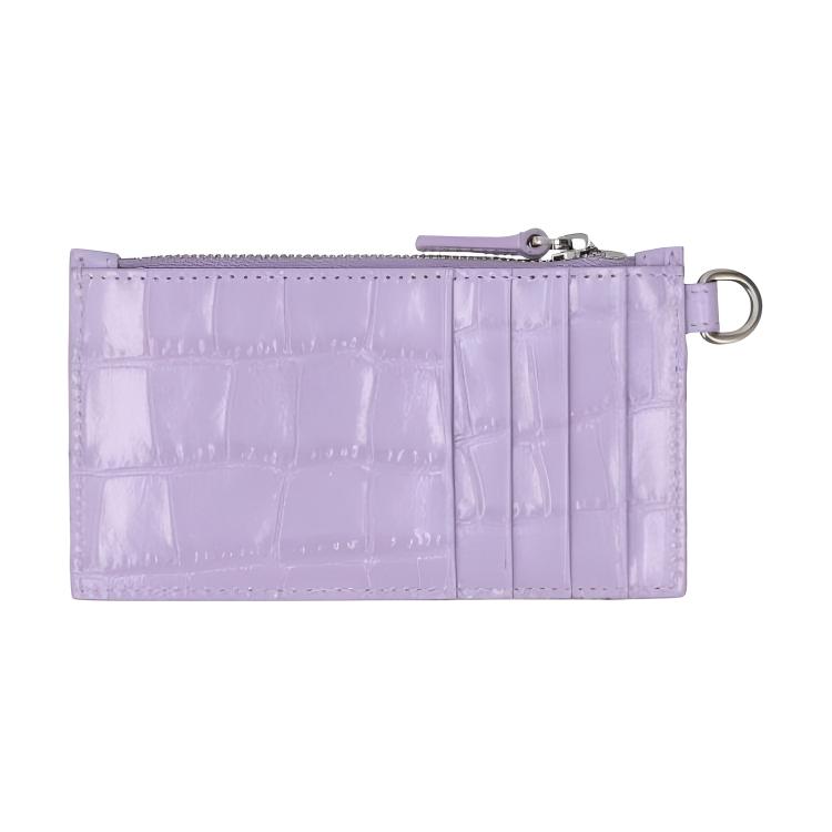 Balenciaga Cash Series Brand Logo Print Semi-Matte Palladium Metal Accessories Shiny Crocodile Pattern Embossed Key Ring Card Holder 5945481LRR35360