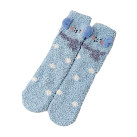 1 пара носков для сна, мультяшный дизайн с животными, утолщенные теплые зимние носки из кораллового флиса, средней длины, нескользящие, для дома, зимние