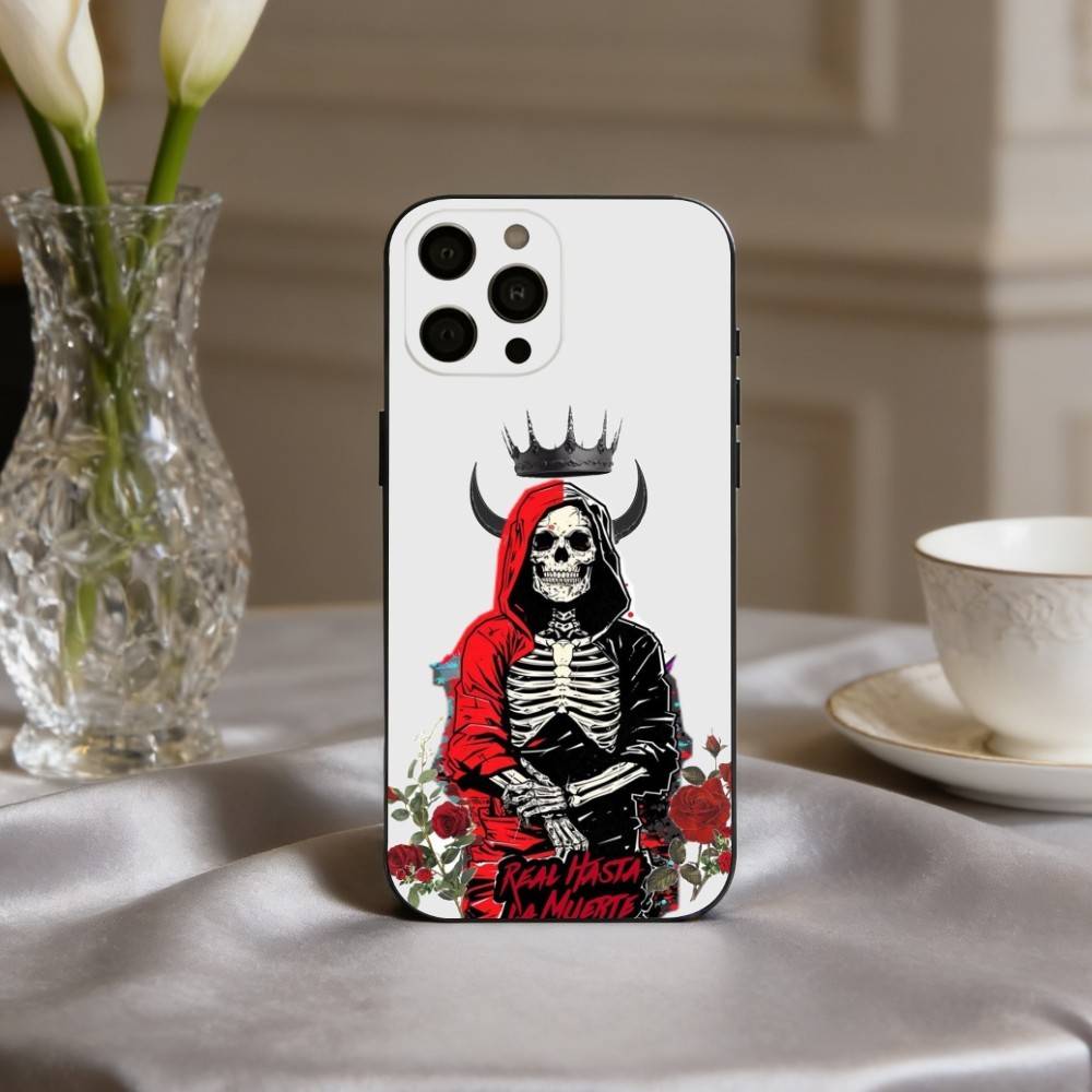 Чехол для телефона с принтом S-Santa M-Muerte Для iPhone 17,16,15,14,13,12,11 Plus,Pro Max,XS,Мягкий силиконовый черный чехол