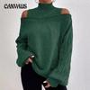 Autumn and Winter Women's Strapless High Neck Loose Large Version of The Knitted Sweater