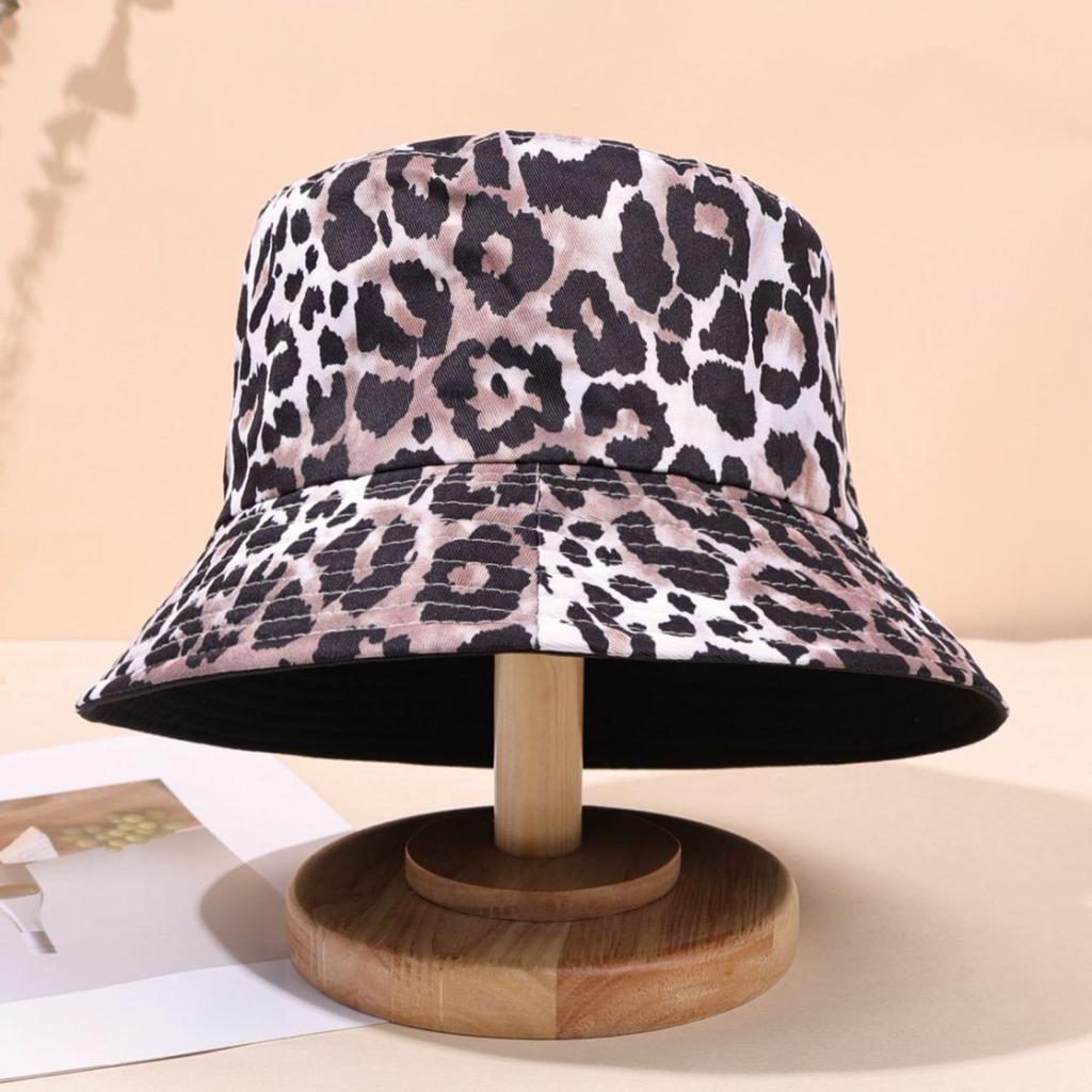 Leopard Print Bucket Hat Female Double-Sided Can Wear Sunshade Basin Hat
